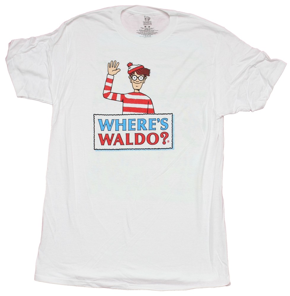 Where’s Waldo Mens T-Shirt – Large Logo front River Scene Back