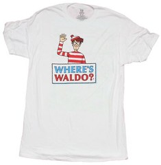 Where’s Waldo Mens T-Shirt – Large Logo front River Scene Back