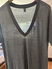 Vintage American Apparel Deep V Neck T Shirt Y2K Large Gray Tri Blend Track Tee
