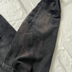 Saxony Collection leather shirt jacket mens Large black suede pocket flaps