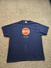 Vintage NYC Groove Grafx T Shirt Mens XL Blue Short Sleeve Graphic Y2K