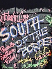 SOUTH OF THE BORDER 90s single stitch t-shirt Screen Stars black graffiti Large