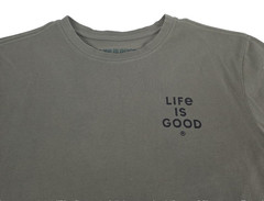 Life is Good Olive S/S Mens Crusher Tee Sz Medium Fun Novelty Friends Cats