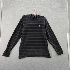Volcom Men Shirt L/G Black Striped Logo Long Sleeve Hooded Pullover