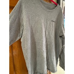 Patagonia Mens P-6 Logo Long Sleeve T-Shirt Heather Gray Organic Cotton Large