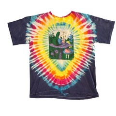 Vintage Alice In Wonderland 1986 Tie Dye T-shirt Single Stitch Peace Sz Large