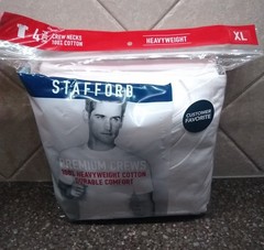 NEW (4-PACK) STAFFORD HEAVYWEIGHT PREMIUM WHITE XL CREW NECK T-SHIRTS FREE SHIP