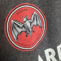 Bacardi Shirt Mens Large Gray Cotton Poly Blend Bat 2014 Tee Halloween Spooky