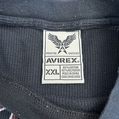 Avirex Shirt Mens 2XL Black Thermal Waffle Knit Graphic Skull Cross Y2K Skate