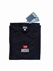 Diesel T-Just Small New D Logo Maglietta T-Shirt NWT $80 Black Size L