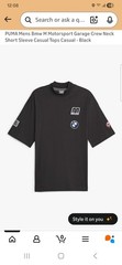 Puma BMW Motorsport Men’s Garage Crew Black Short Sleeve T-Shirt Size 2XL NWT