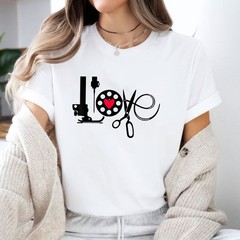 Quilting Sewing Heart Love Shirt, Quilter Sewing Lover T-Shirt Tee