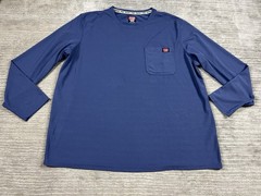 Wrangler Shirt Mens Medium Blue Workwesr Longsleeve Cotton Blend Pockets Stretch