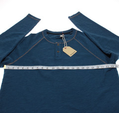 Borgo 28 NWT Long Sleeve Henley T-Shirt Size L in Storm Blue 100% Cotton