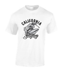 CALIFORNIA SURFING MENS T SHIRT SURFER SURFBOARD SUMMER HOLIDAY CLOTHING TOP