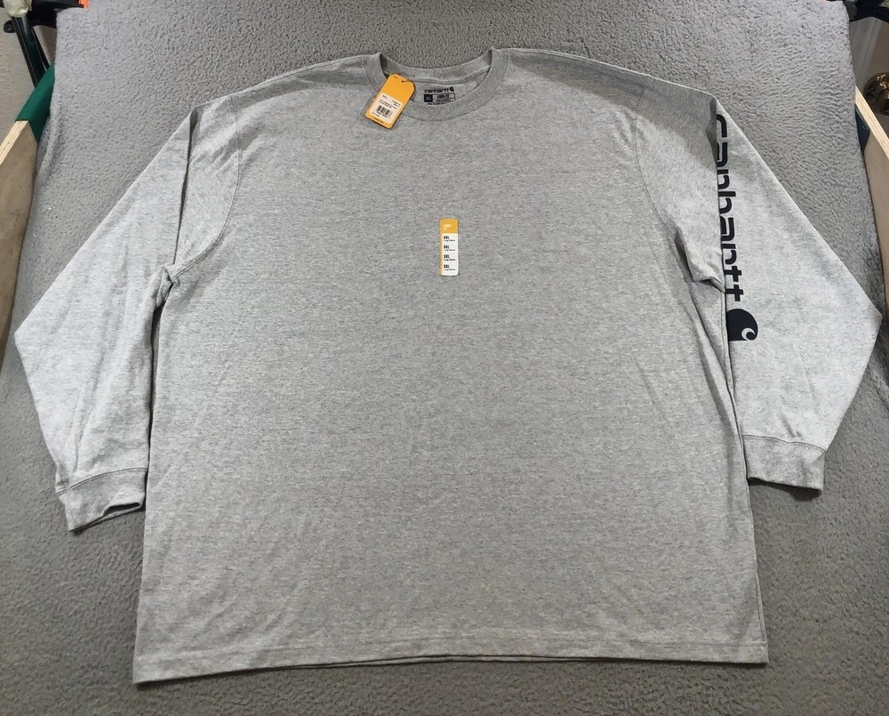 Carhartt Shirt Mens 3XL Gray Long Sleeve Loose Fit Logo K231 Graphic Workwear