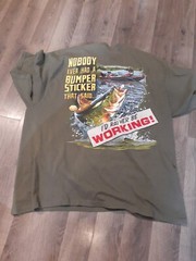 Buck wear outdoors fishing men t-shirt 3XL 100% cotton dark green Fisherman