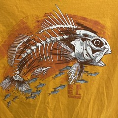 Reel Legends Mens T Shirt Yellow Back Fishing Graphic Large Cotton Crew Neck