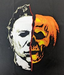 Michael Myers Half Mask Half Jack-O-Lantern Face Men’s Shirt Halloween II Tee