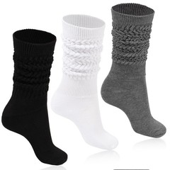 3 PCS Womens Slouchy Socks For Boots Ribbed Knit Thick Warm Scrunchie Hiking