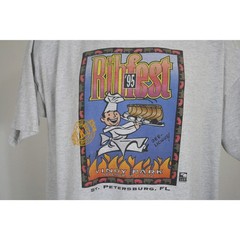 Vintage Ribfest St. Petersburg Florida Tampa Heather Gray T Shirt XXL 90s