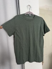 Gildan Men Crewneck Shirt Size Medium Green Short Sleeve Cotton Blend