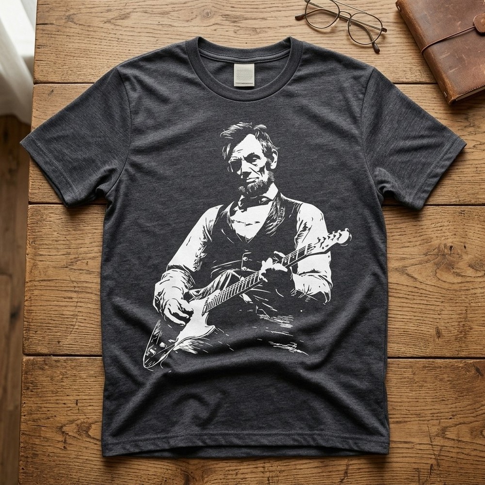 President Abraham Lincoln Playing Guitar Abe Lincoln Design T-Shirt TA79