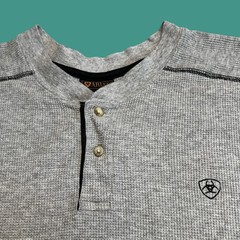 Ariat Henley Shirt XL Mens Gray Waffle Knit Western Ranch Casual Workwear