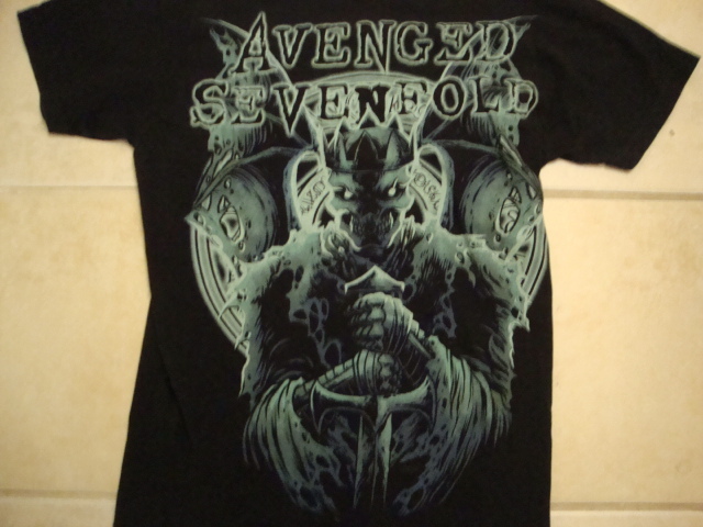 Avenged Sevenfold Rock Band Skull King Concert Tour Black Cotton T Shirt Size M