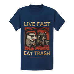 Live Fast Eat Trash Raccoon T-Shirt – Funny Meme Trash Panda Gift Tee