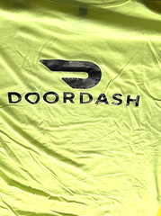 DoorDash Front & Back Food Delivery Driver NEON GREEN Short Sleeve 2XL Shirt