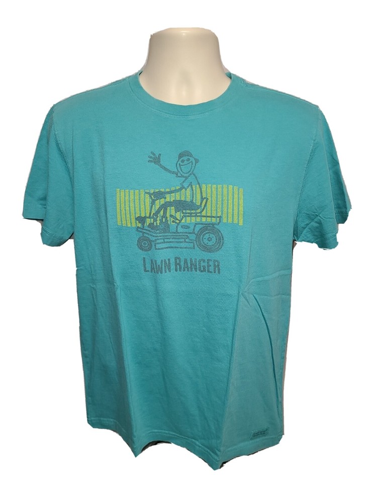 Life is Good Lawn Ranger Adult Medium Cyan TShirt