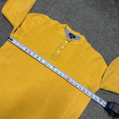 Brooks Brothers Henley Shirt Men Large Yellow Long Sleeve Waffle Knit Pullover