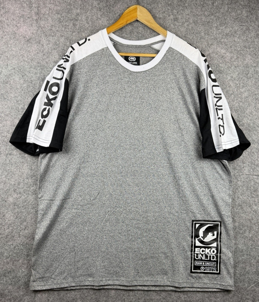 Ecko Unltd Shirt Mens 2XL Gray Marled Short Sleeve Logo Streetwear New With Tags