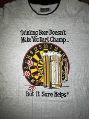 Vintage 90s Signal Sports Beer Dart Champ Graphic T-Shirt USA XL Gray 14