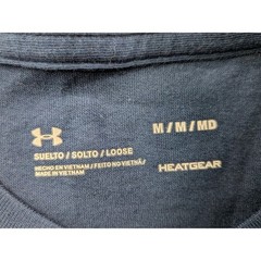 Under Armour Mens HeatGear Big Logo Graphic T-Shirt Navy Blue Red 1329583 Medium