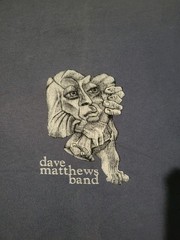 Vintage 90s Dave Matthews Band Shirt Stone Face Rock Music Art Tee Blue Size L