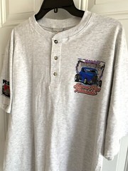 Anvil Henley TShirt Men’s L 40th Street Rod Nationals Car Show Gray Short Sleeve