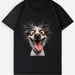 Unisex Border Collie T-Shirt-Hyper Pup Portrait Casual Graphic Tee Free Shipping