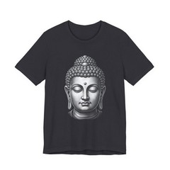Buddha Head Grayscale T-Shirt | Spiritual Meditation Zen Graphic Tee Shirt