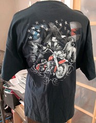 BIKER T Shirt WOLF EAGLE America FLAG V Twin Patriotic CHOPPER Motorcycle Sz 4XL