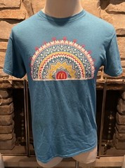 Vintage 1980s 90s McDonalds Medium Baby Blue Cotton T-Shirt Tee Flower logo F1