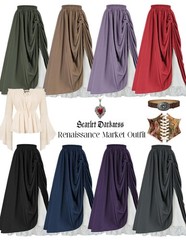 Maxi Long Renaissance Skirts for Women Double Layered Ren Faire Costume