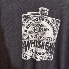Lucky Brand Men’s Large Gray Whiskey Graphic Tee T-Shirt Retro Casual Lounge