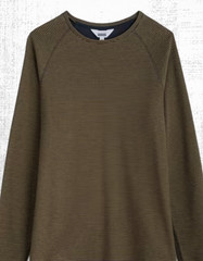 Men’s Seasalt Striped Top Crew Neck Easy Fit Cotton Khaki Navy Strip (Defect)
