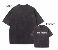Vintage Wash Los Angeles Graphic Tee Oversized Hip Hop Streetwear T-Shirt Men