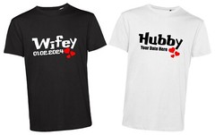 Personalised Hubby Wifey Couple Pack T Shirt Customise Your Date Anniversary Top