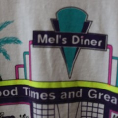Gildan Vintage Mel’s Diner White T-shirt Back Graphic Old Classic Cars LG