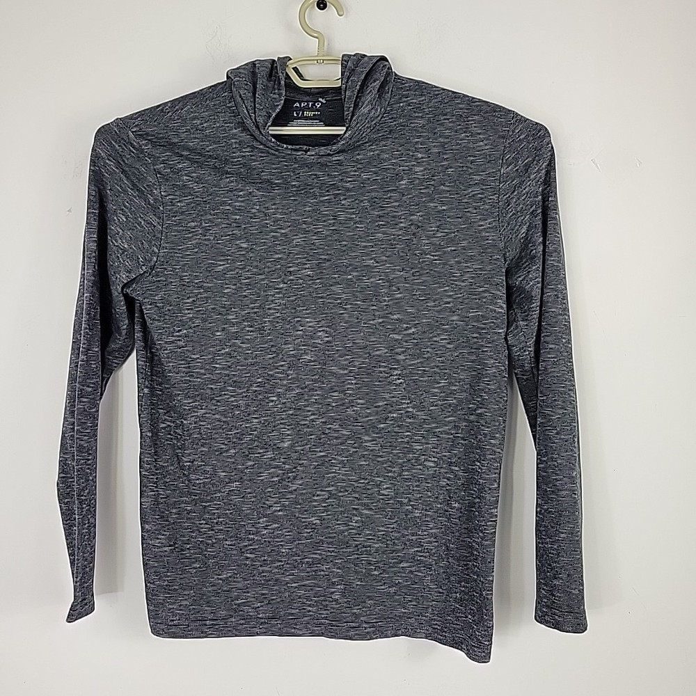 APT.9 Hooded Shirt Mens L Cotton/Poly Blend Performance Premier Flex Gray Heathr