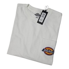 Dickies Men’s Pocket T-shirt, 100% Cotton, Short Sleeve, White Color, Size M.